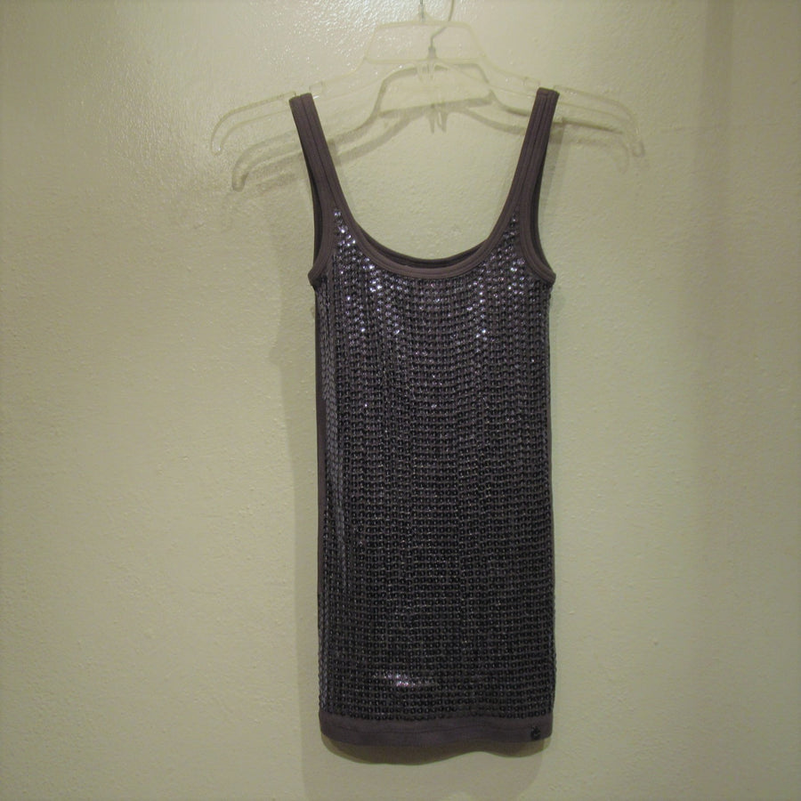 Armani Exchange Gray Cotton blend Ribbed Sequined S L Tee