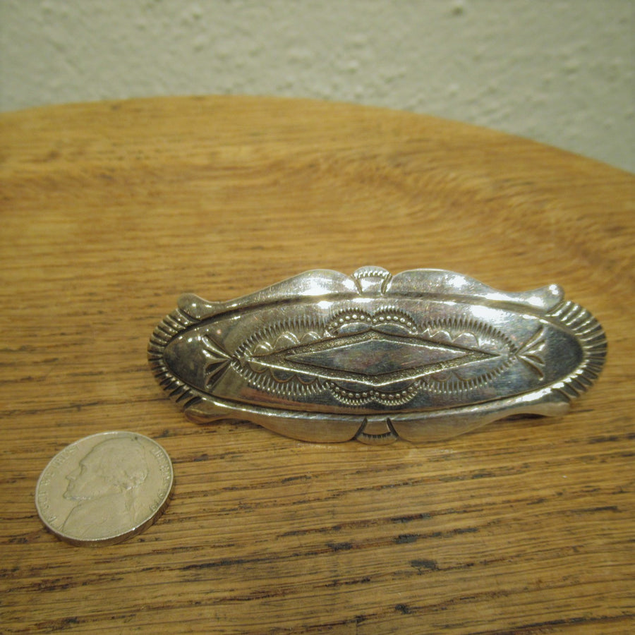 Sterling silver 925 Oval Stamped Hair clip
