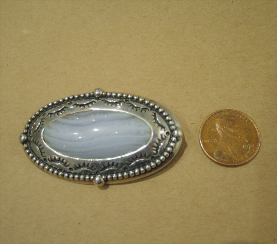 Sterling silver Oval Agate Relios Pin/pendant