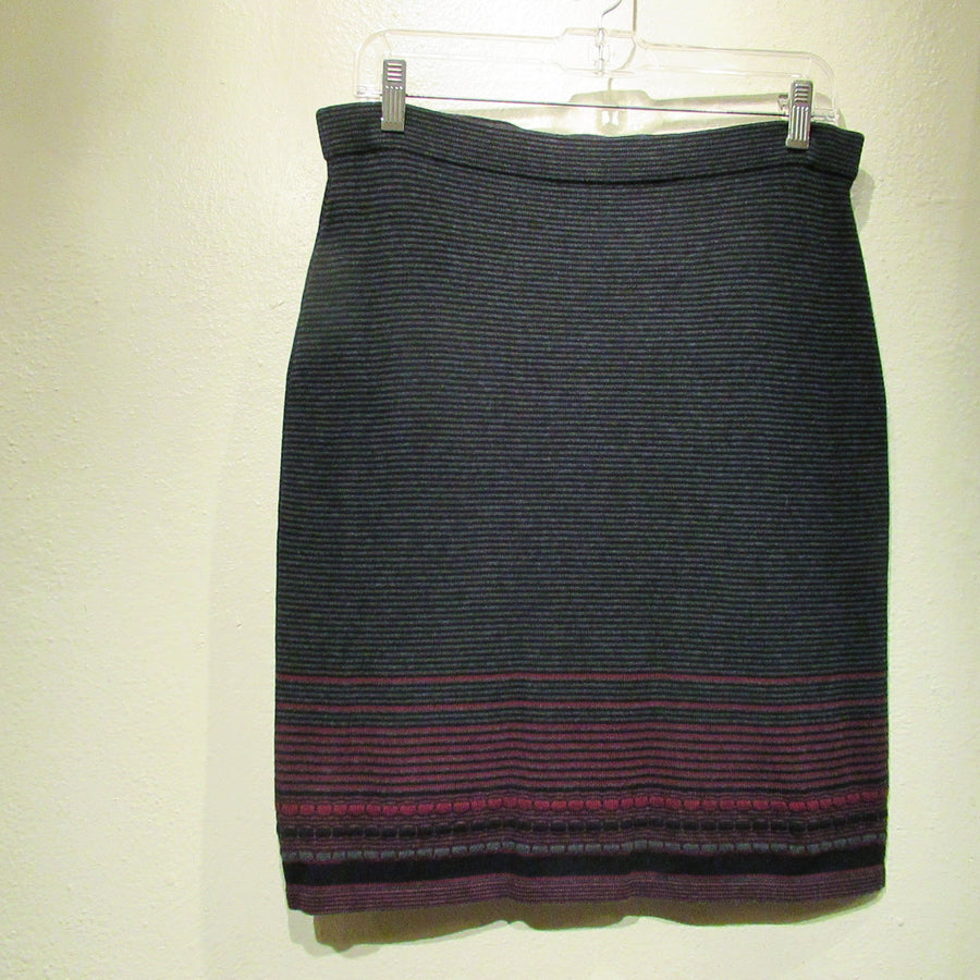 Max Studio Charcoal Cotton blend Knit Striped Skirt