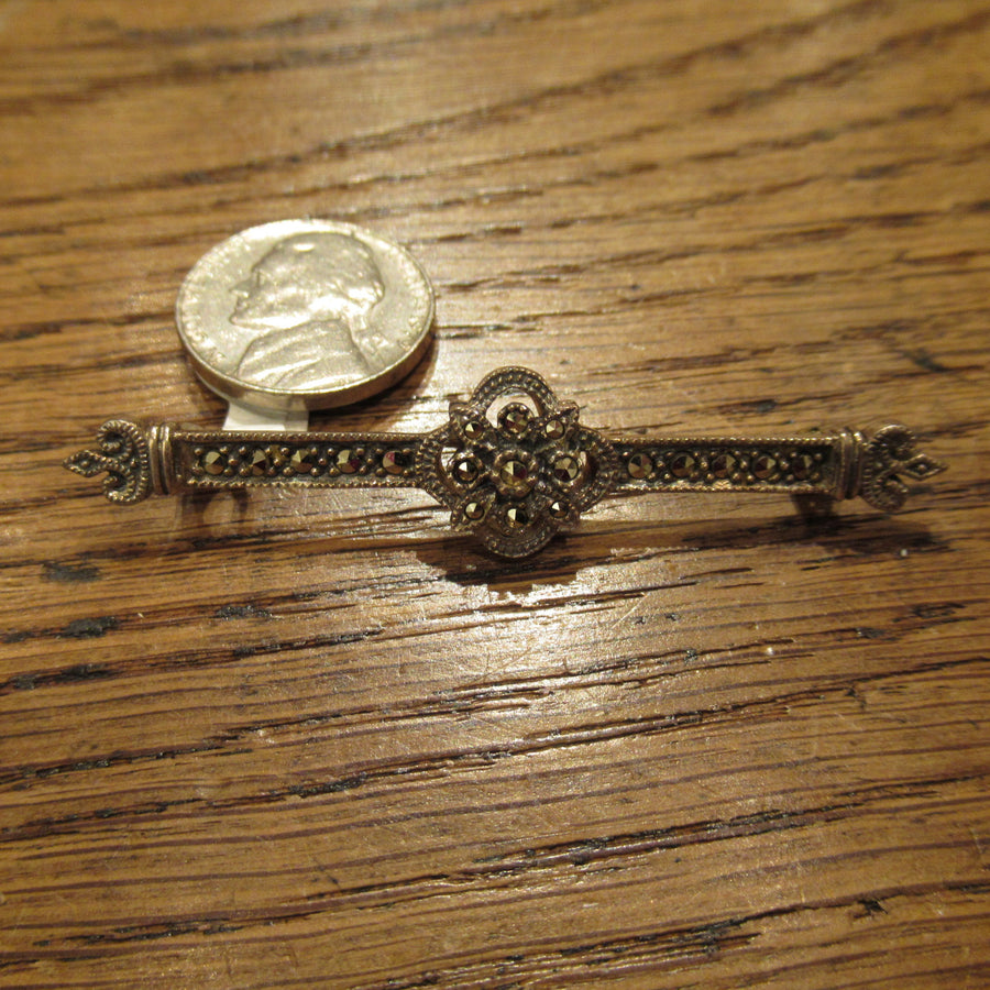 Sterling silver Marcasite Narrow Pin