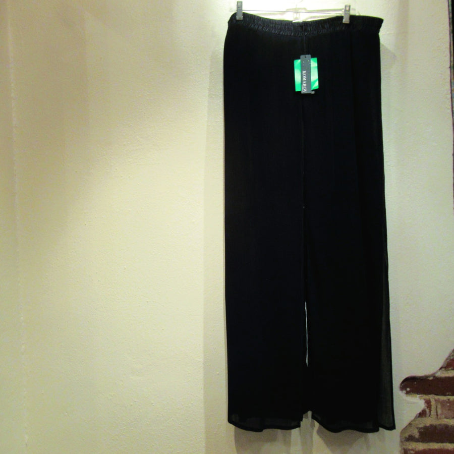 Komarov Black Polyester Pleated Overlay Pants