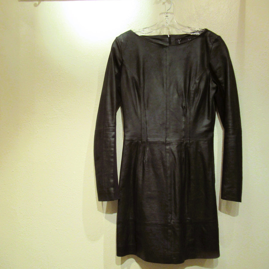 Bod & Christensen Black Leather/Fabric L S Dress