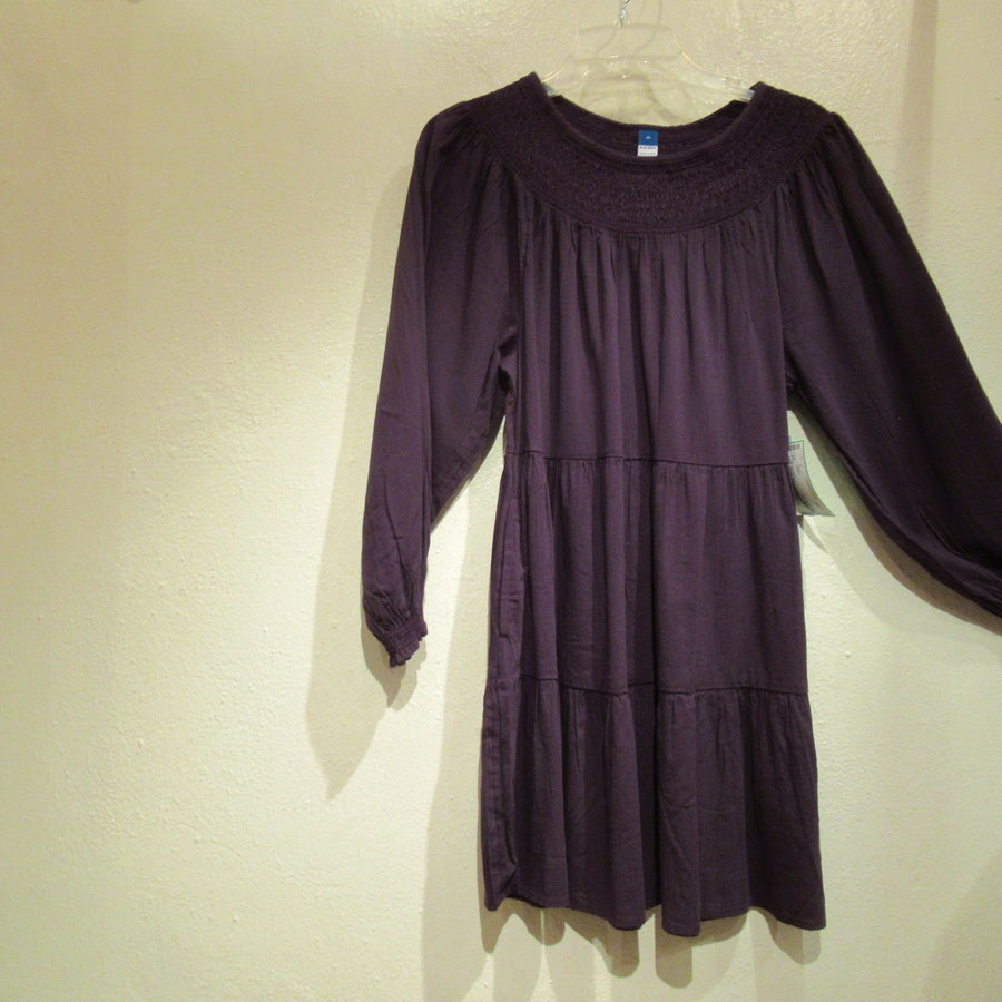 Old Navy Purple Cotton blend Tiered L S Dress