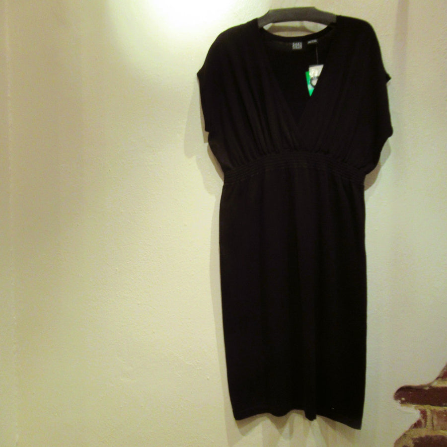 Saks Fifth Avenue Black Rayon blend Knit Cap Dress