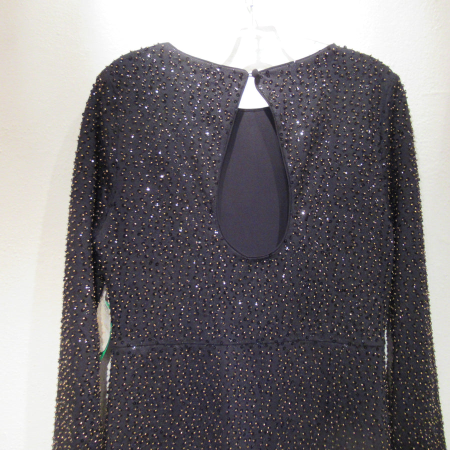 Altar'd State Black Polyester Knit Beaded L S Dress