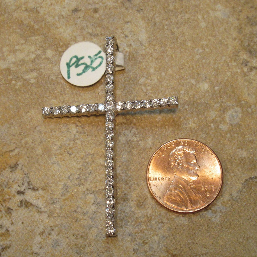 Sterling silver Cross Cubic Zirconia Slider pendant - Clotheshorse Boutique