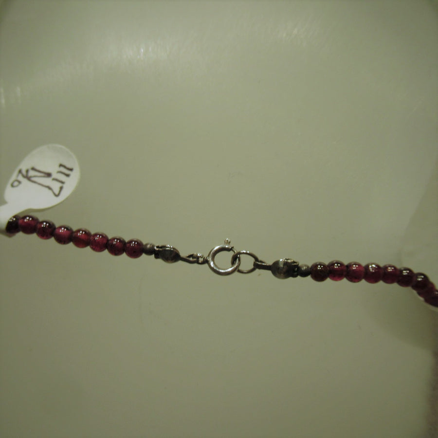 Sterling silver Teardrop Garnet Small Faceted Beaded necklace