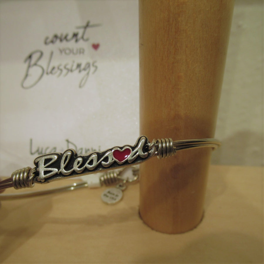 Silver toned Words Luca + Danni Bangle bracelet
