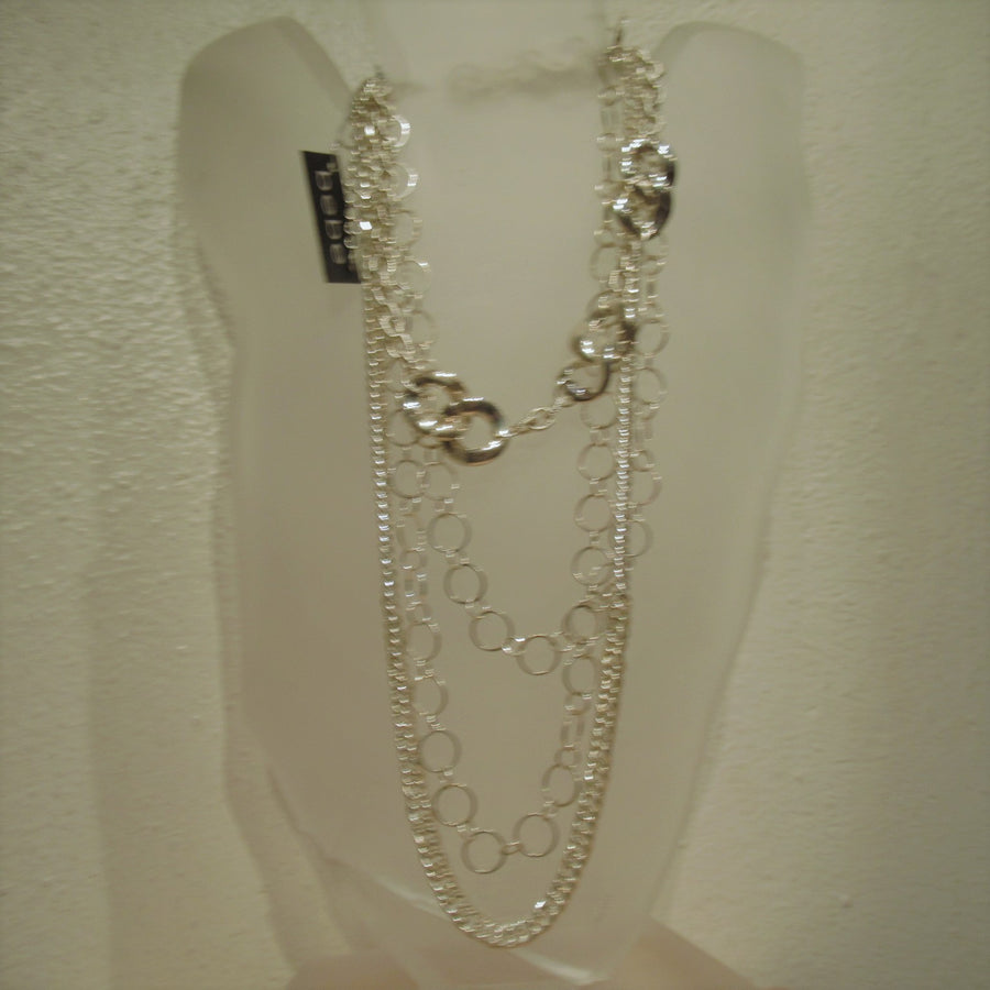 Silver toned Multi 4 strand Curb Bebe Chain necklace