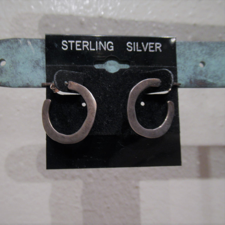 Sterling silver 925 Flat Oxidized Hoop earrings