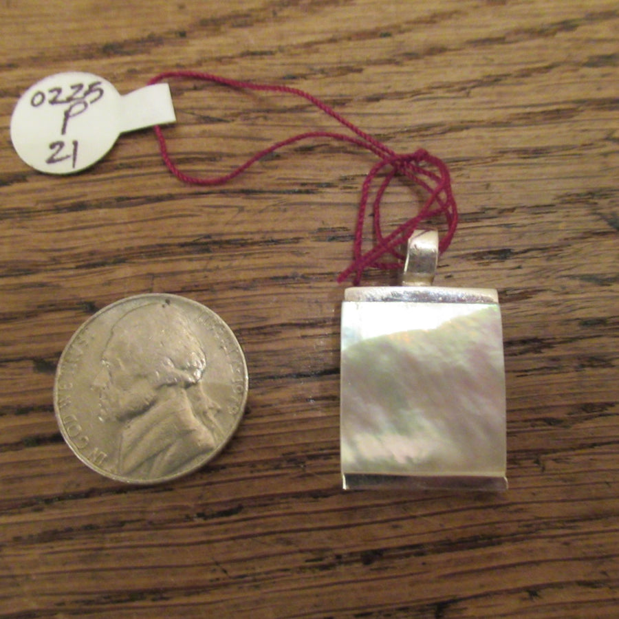 Sterling silver Rectangle Mother of pearl Slider pendant