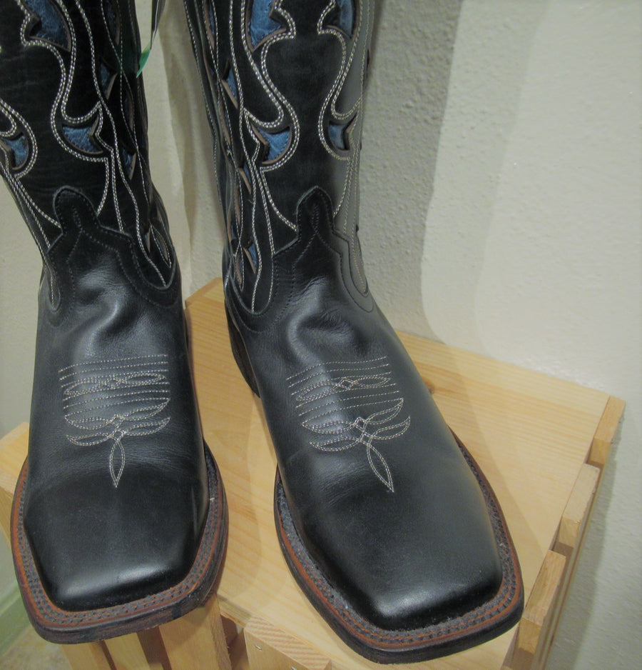 Macie Bean Black Leather Western boots
