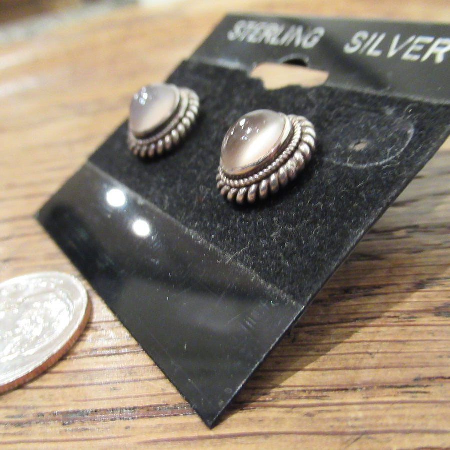 Sterling silver Oval Lt peach Post earrings