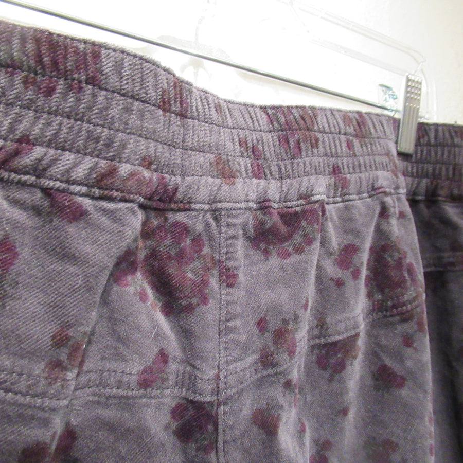 Anthropologie Gray Cotton blend Velour Print Pants