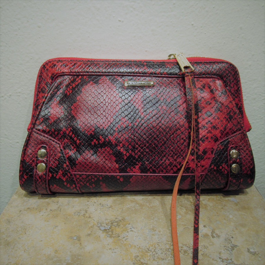 Balenciaga Red Pebbled Lambskin Leather Padlock Clutch Bag - Yoogi's Closet