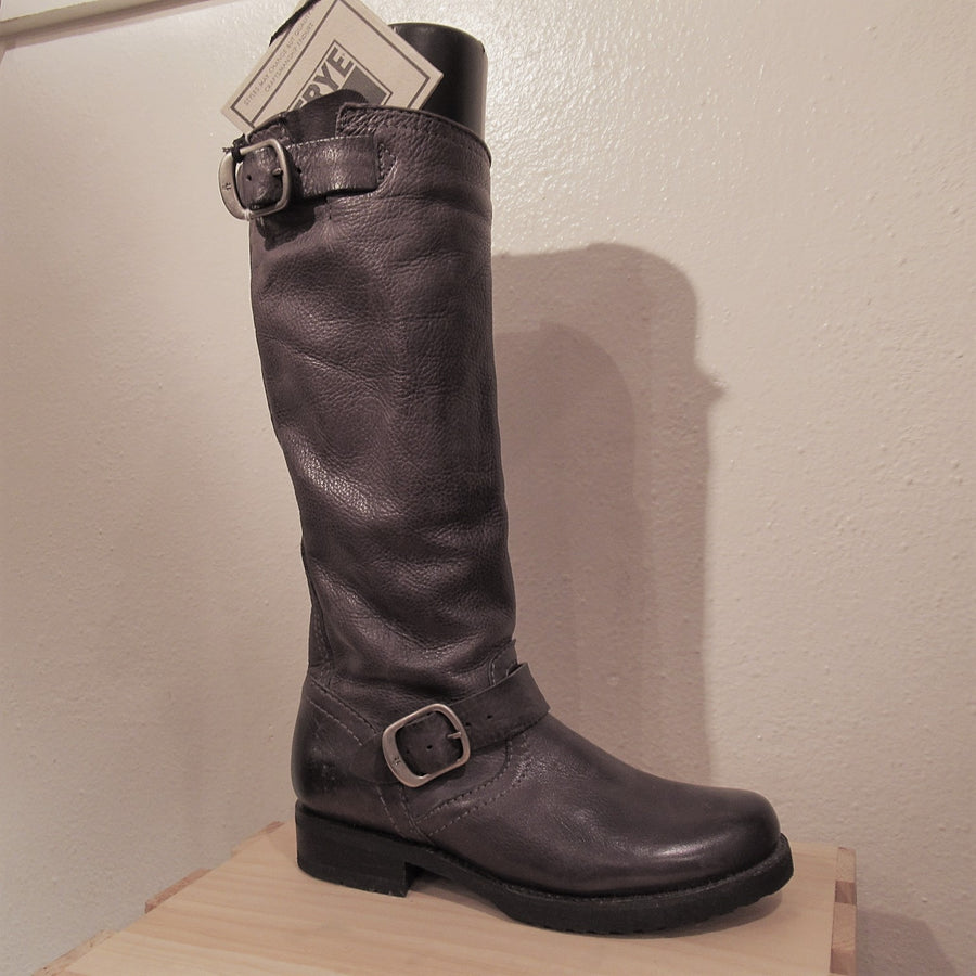 Frye Gray Leather Pebbled Knee boots