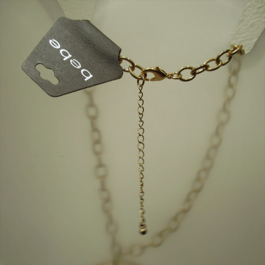 Gold toned Circle Textured Bebe Chain necklace
