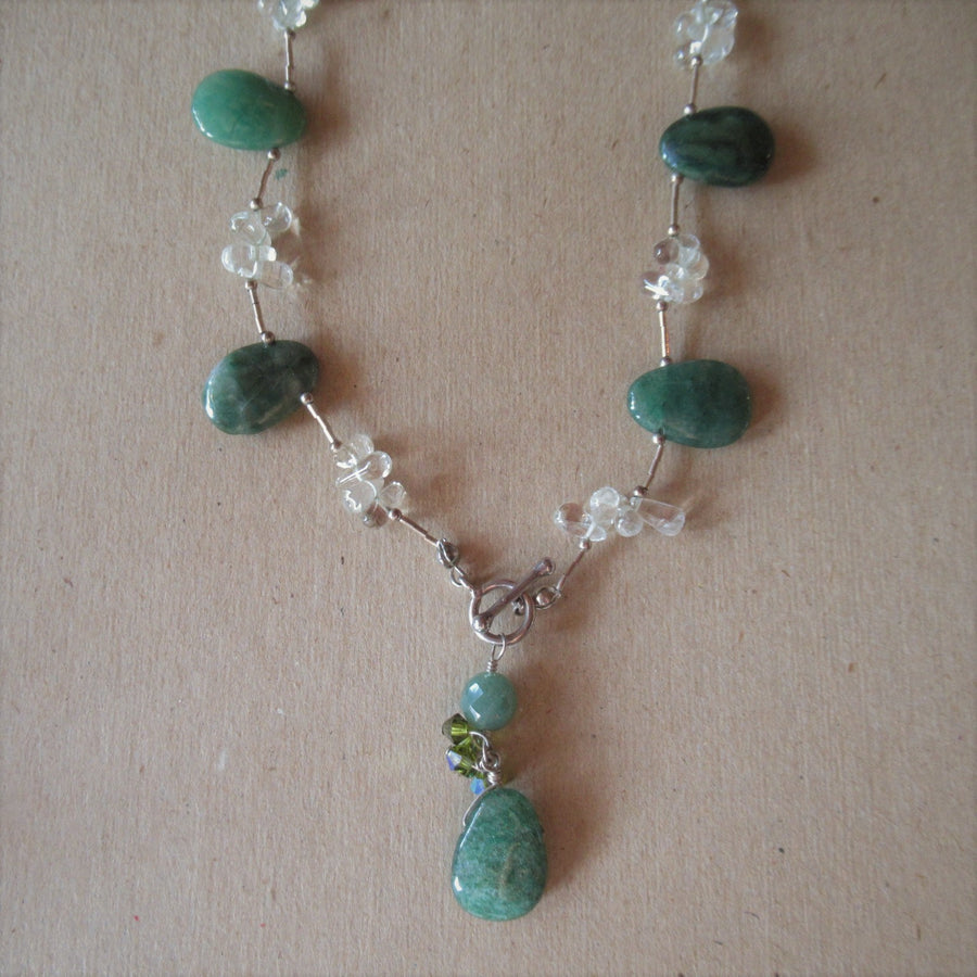 Sterling silver Crystal Green Beaded necklace