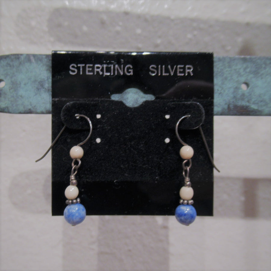Sterling silver 925 Bead Ivory Wire dangle earrings