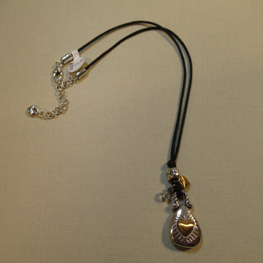 Silver/brass toned Teardrop Brighton Cord necklace - Clotheshorse Boutique