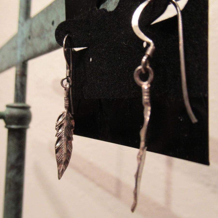 Sterling silver Feather Wire dangle earrings