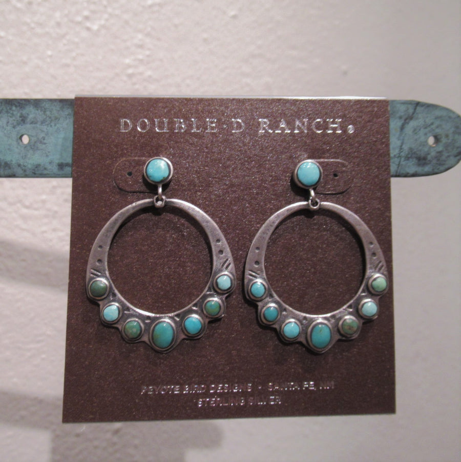 Sterling silver 925 Circle Round Turquoise Post dangle earrings