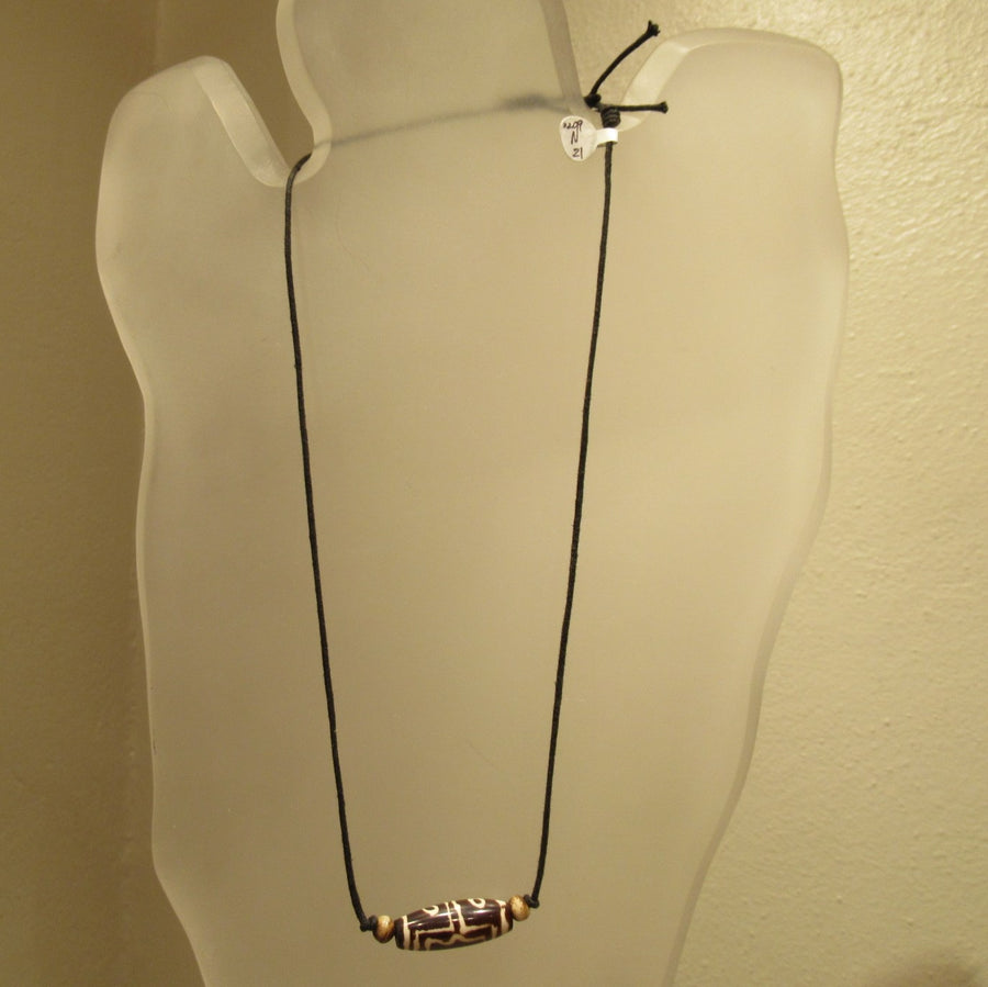 Tubular Print Dk brown Cord necklace