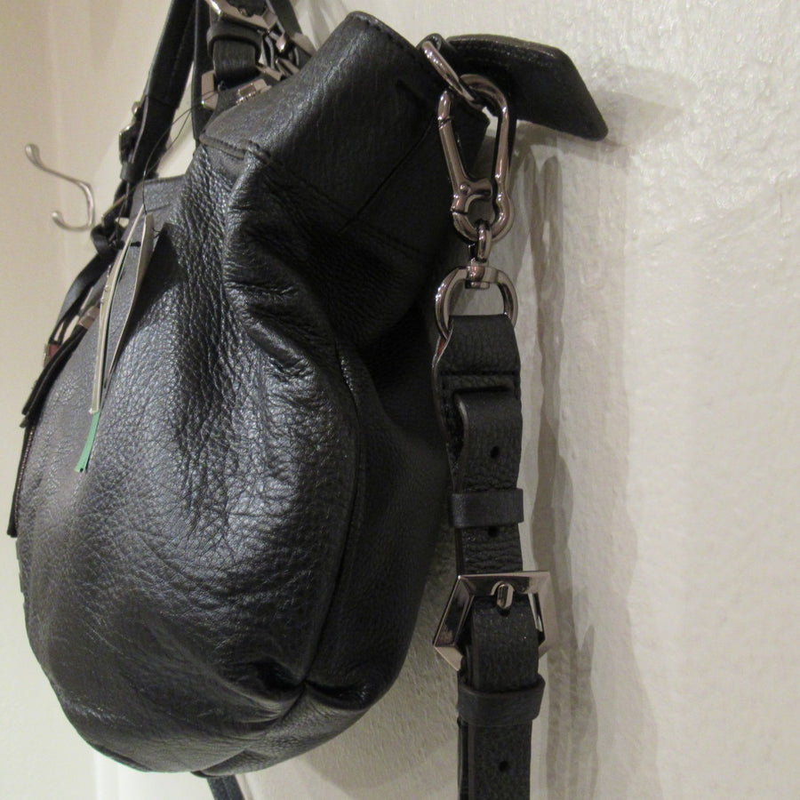 Oryany Black Leather Metallic Handbag