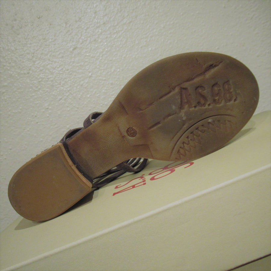 AS 98 Gray Leather Studded Sandals