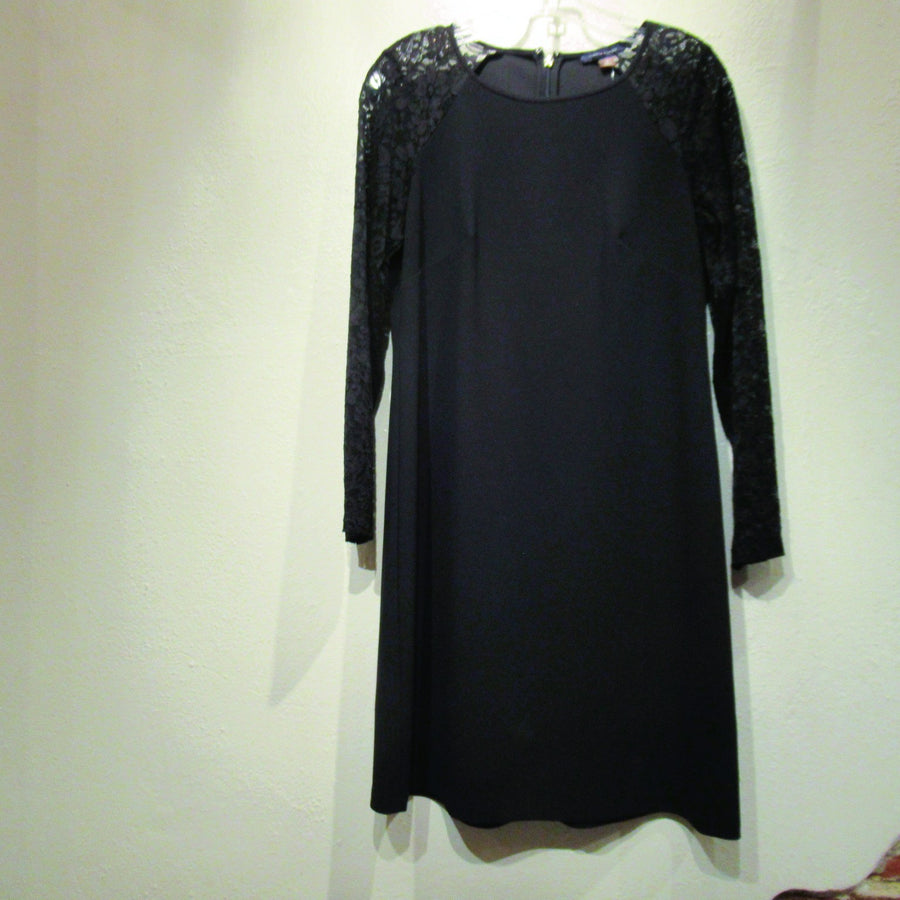 Tommy Hilfiger Black Poly blend Knit Lace L S Dress