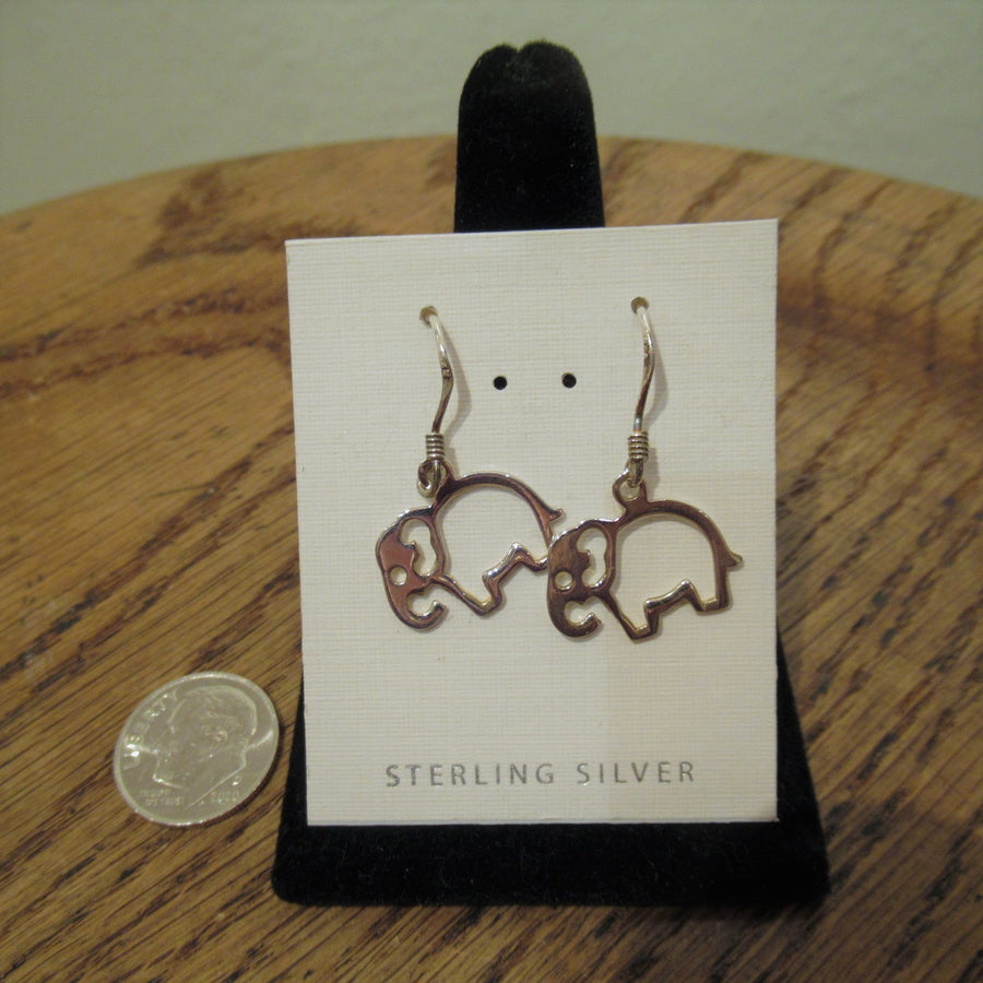 Sterling silver Elephant Cut out Wire dangle earrings