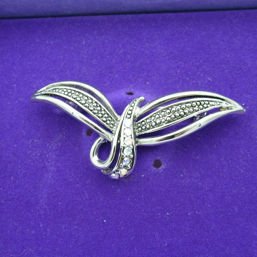 Silver toned Bird Crystal Pin - Clotheshorse Boutique