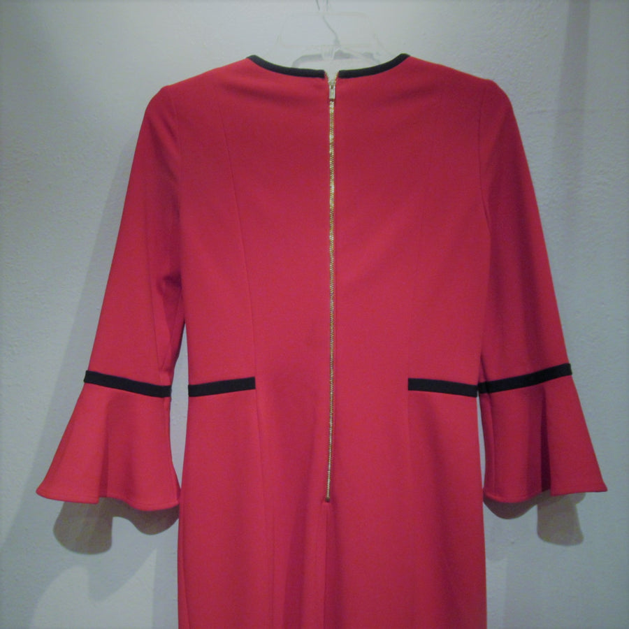 Calvin Klein Red Poly blend Knit Spectator 3/4 Dress