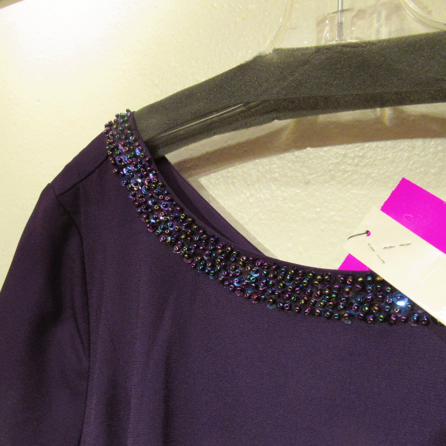Talbots Purple Polyester Sequined S S Dress