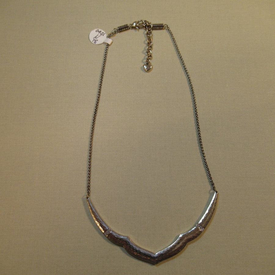 Silver plated Scallop Hammered Brighton Chain necklace - Clotheshorse Boutique
