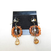 Bronze toned Square Smoky Faceted Wire dangle earrings - Clotheshorse Boutique