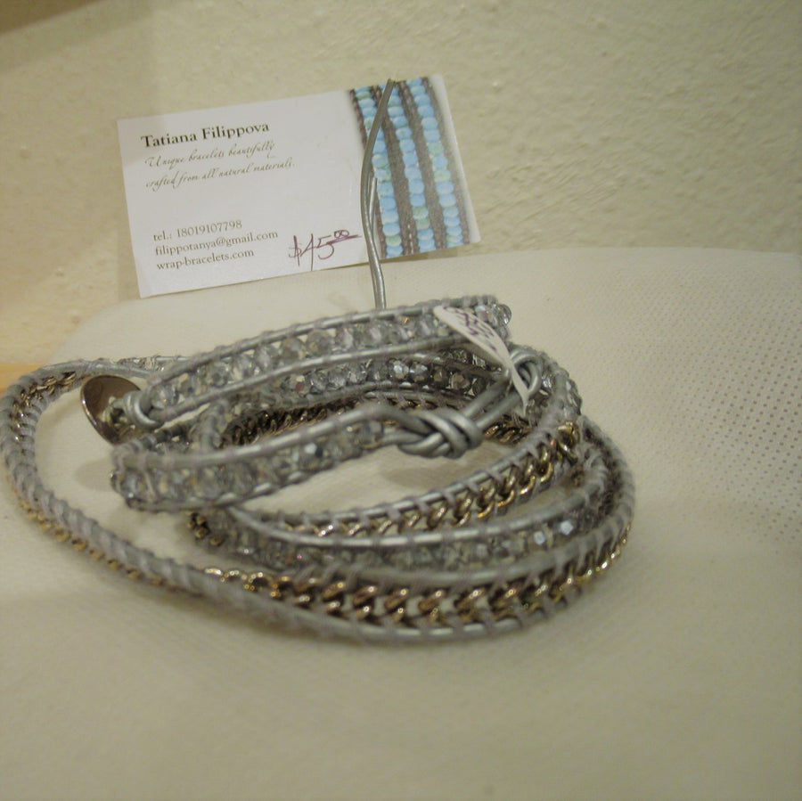 Silver toned Faceted Gray Tatiana Filippova Cord bracelet