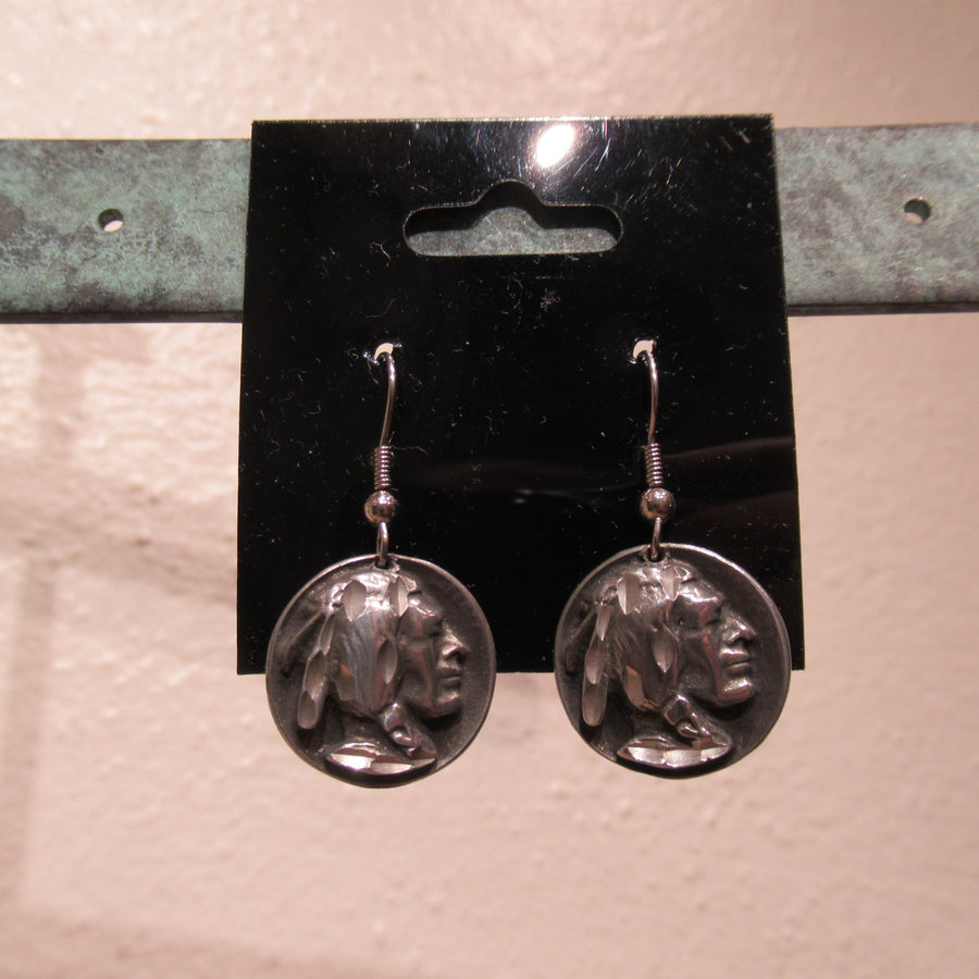 Silver toned Round Post dangle earrings