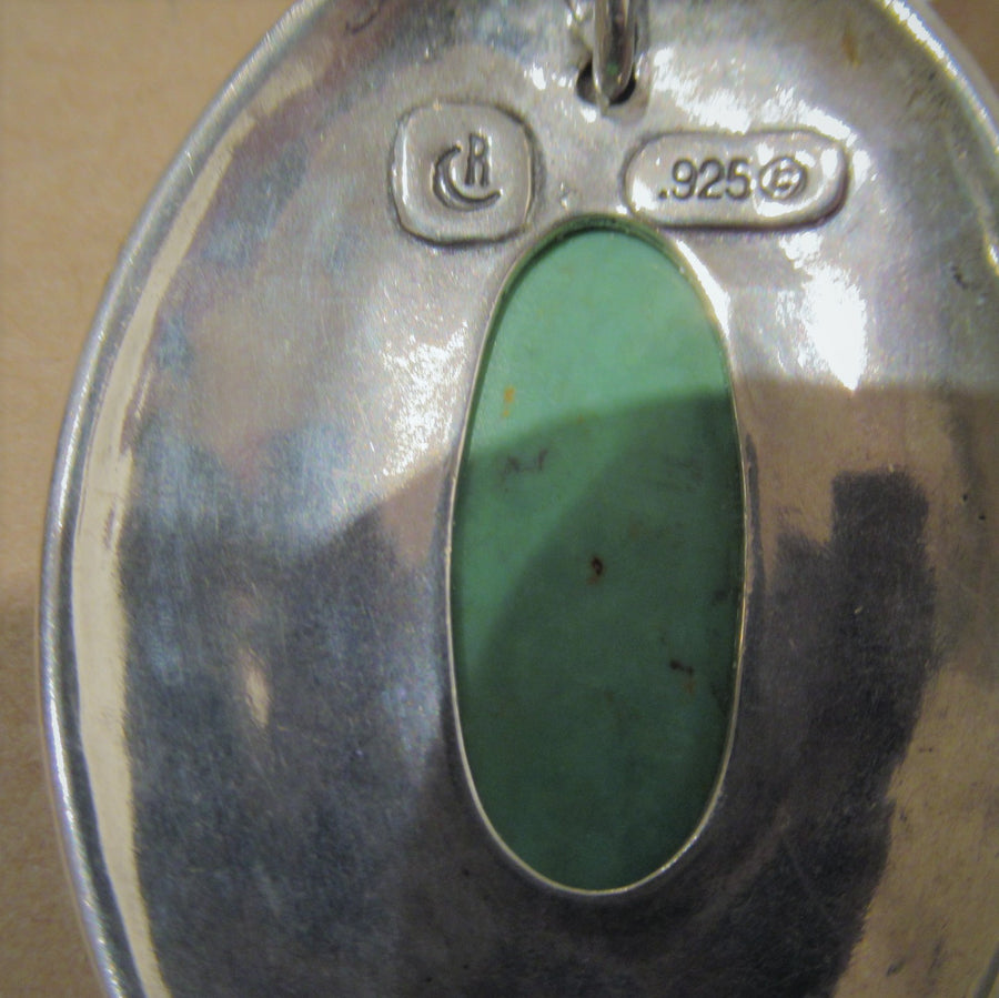 Sterling silver Oval Green Relios Bail pendant