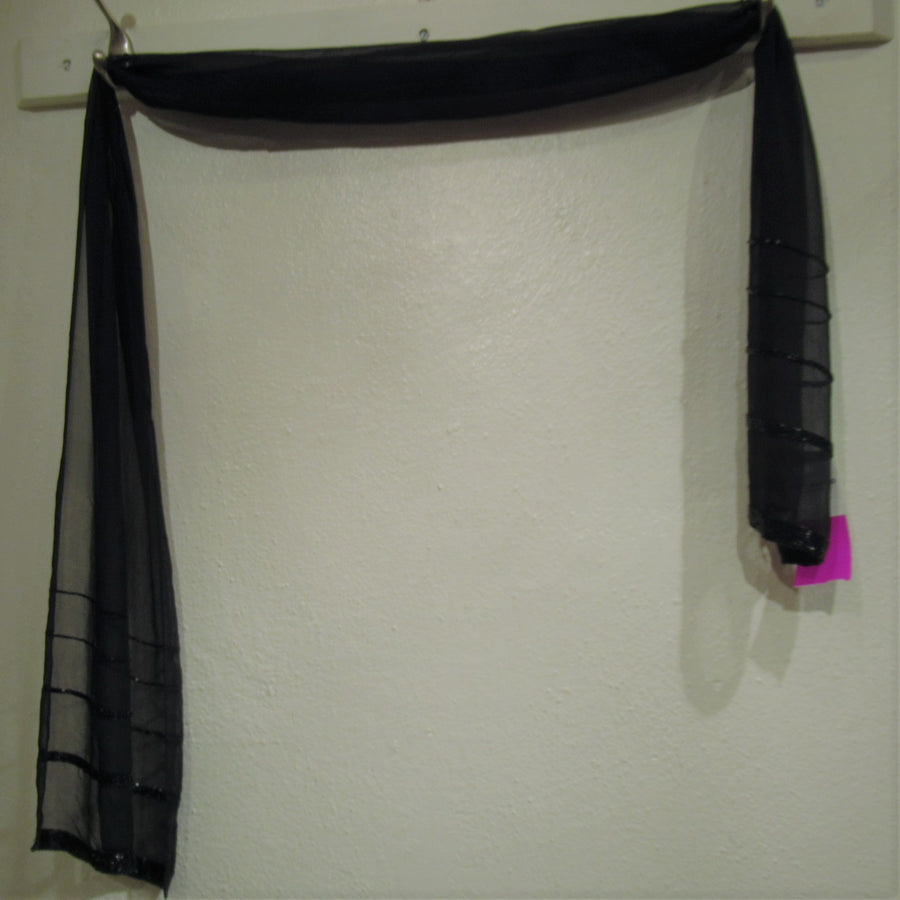 Limited Black Silk Sheer Sequined Scarf