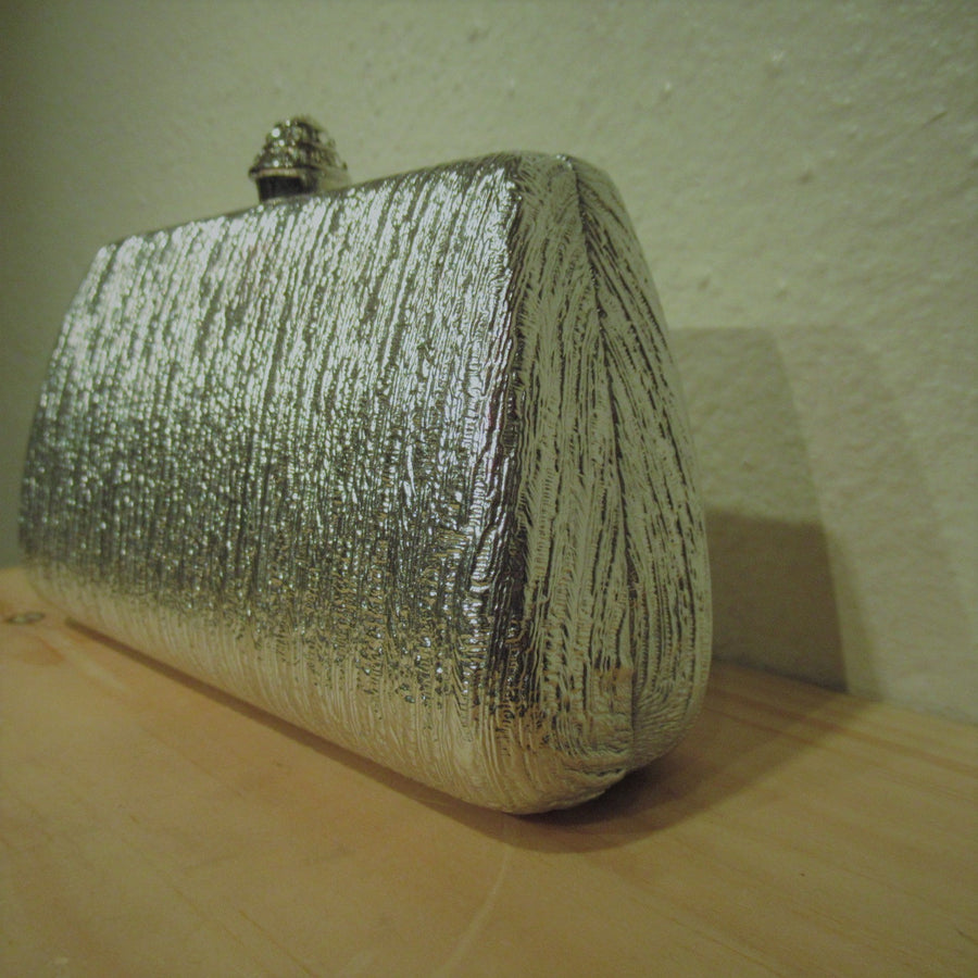 ? Silver Man-made Textured Clutch purse