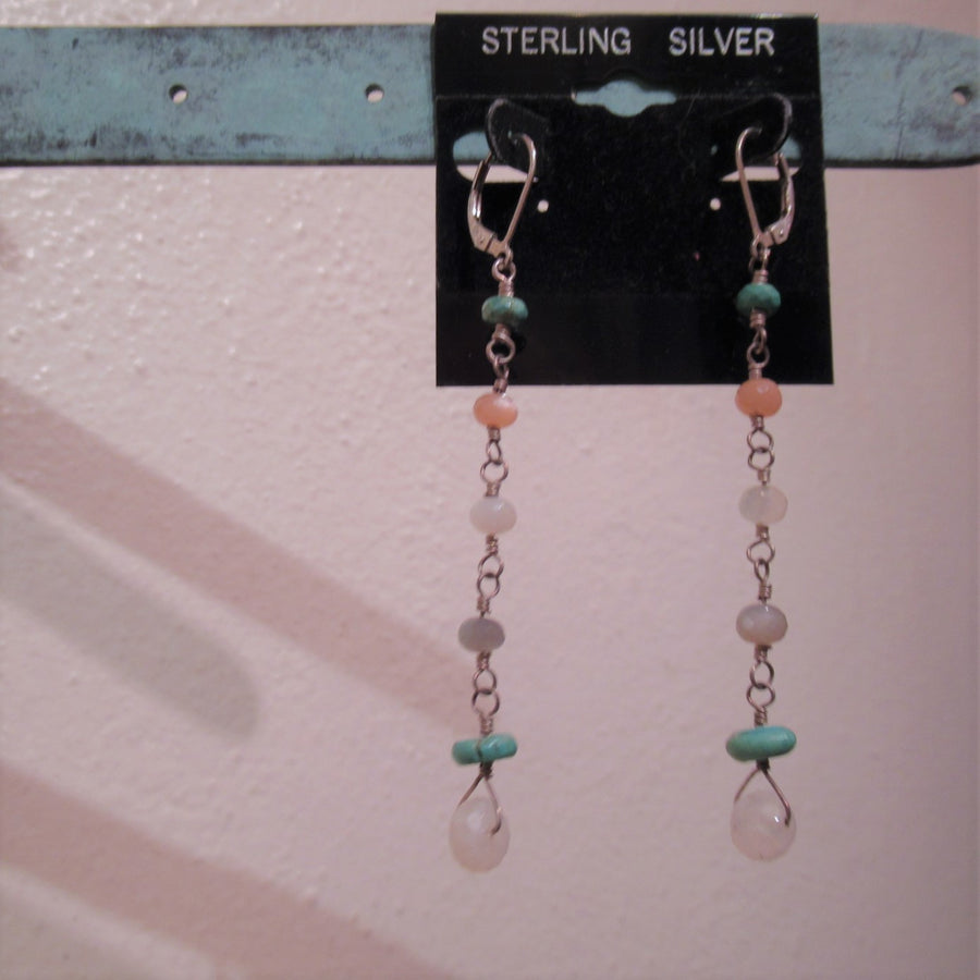 Sterling silver Turquoise Long Wire dangle earrings