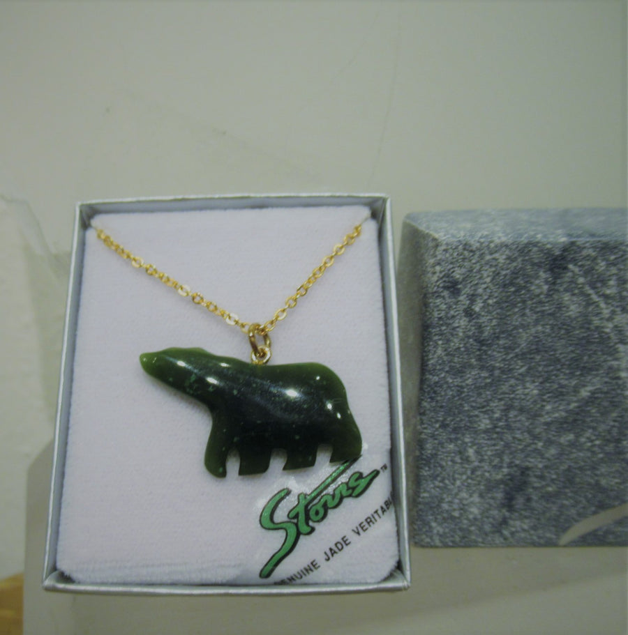 Gold toned Bear Jade Chain necklace