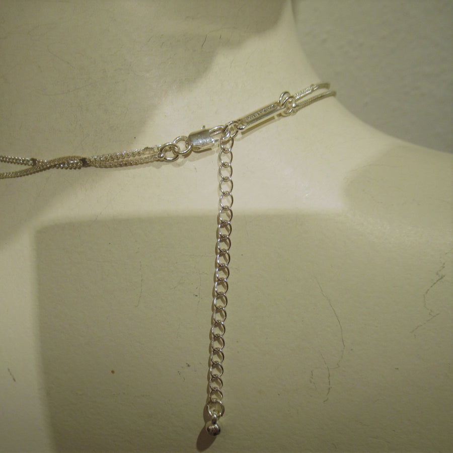 Silver toned Teardrop 2 Strand Jenny Bird Chain necklace