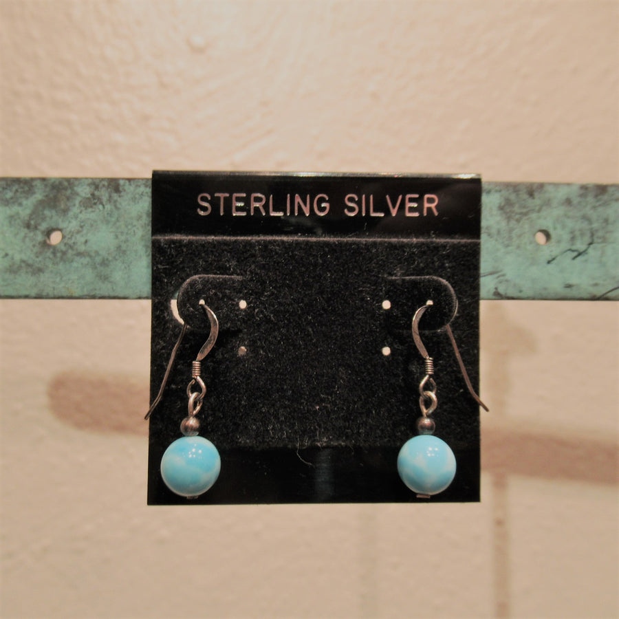 Sterling silver Round Aqua Wire dangle earrings