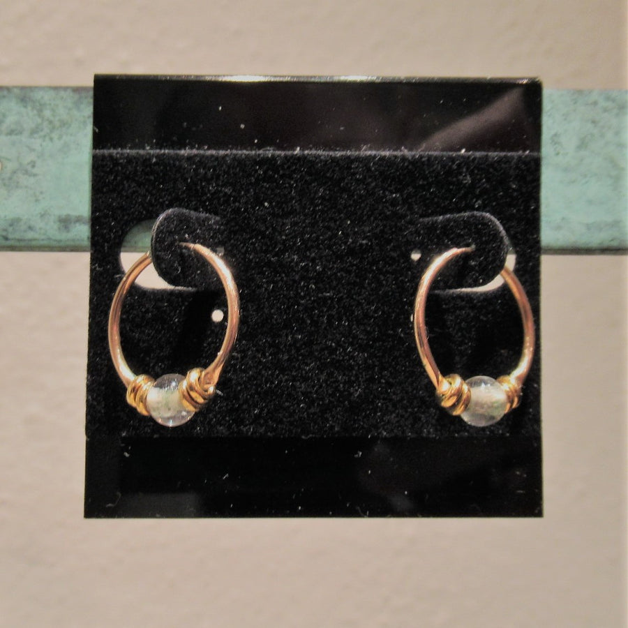 Gold toned .50 in Bead Hoop earrings