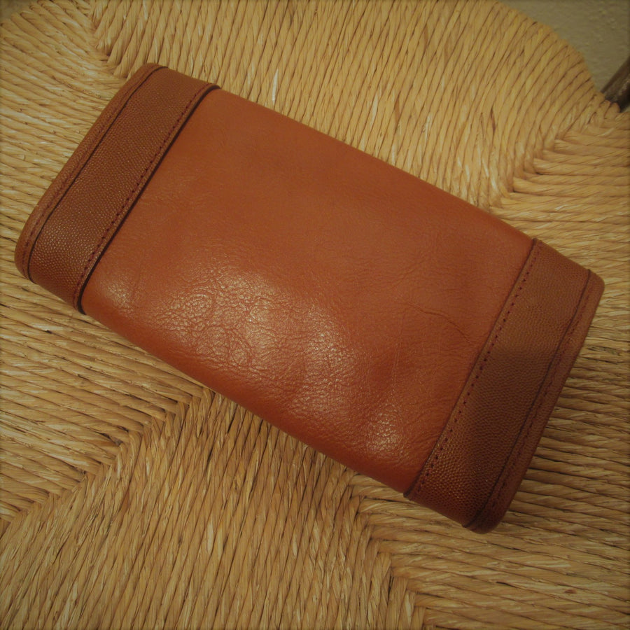 cole haan leather backpack british tan Cole Haan British tan Leather Clutch purse – Clotheshorse Consignment Boutique