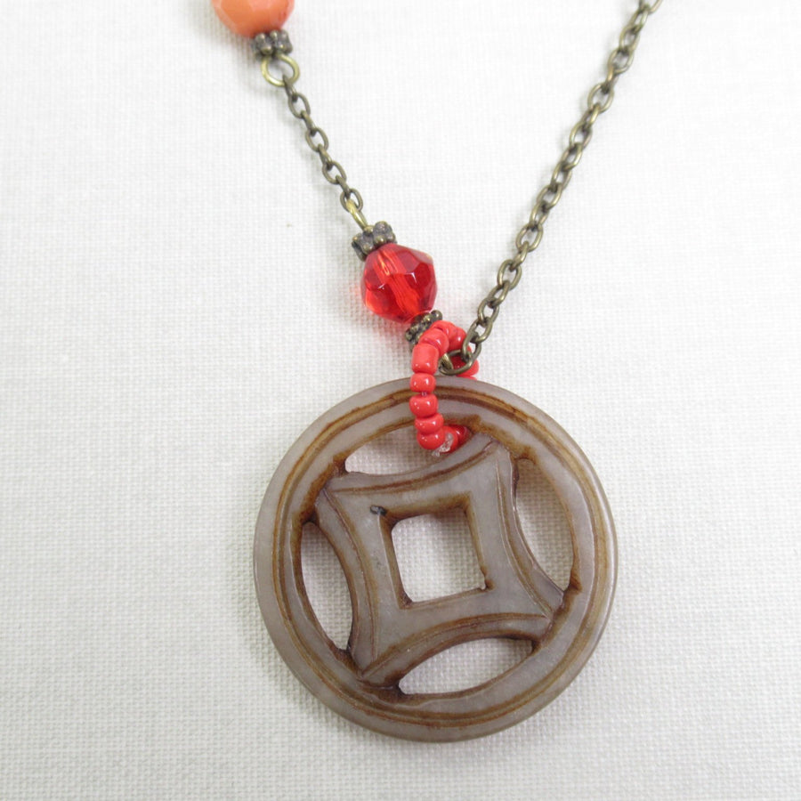 Brass toned Red Beaded necklace - Clotheshorse Boutique