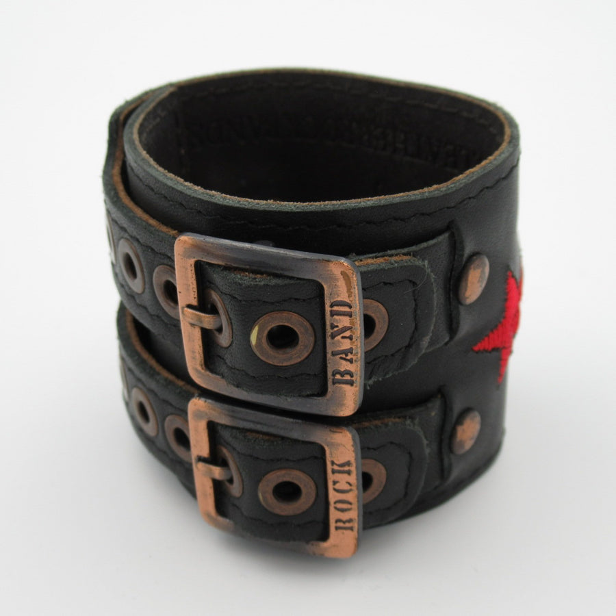 Bronze toned Rectangle Howlite Dk brown Rock Band Wide Strap bracelet - Clotheshorse Boutique
